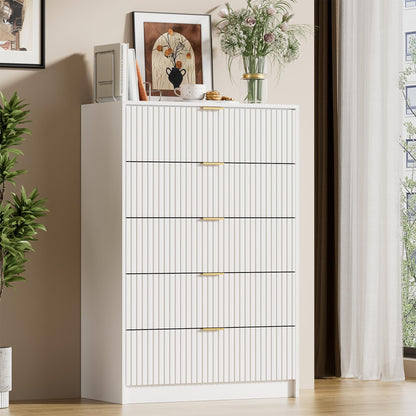 Furniway 55" Wide Green Dresser for Bedroom, Fluted 8 Drawer Dresser