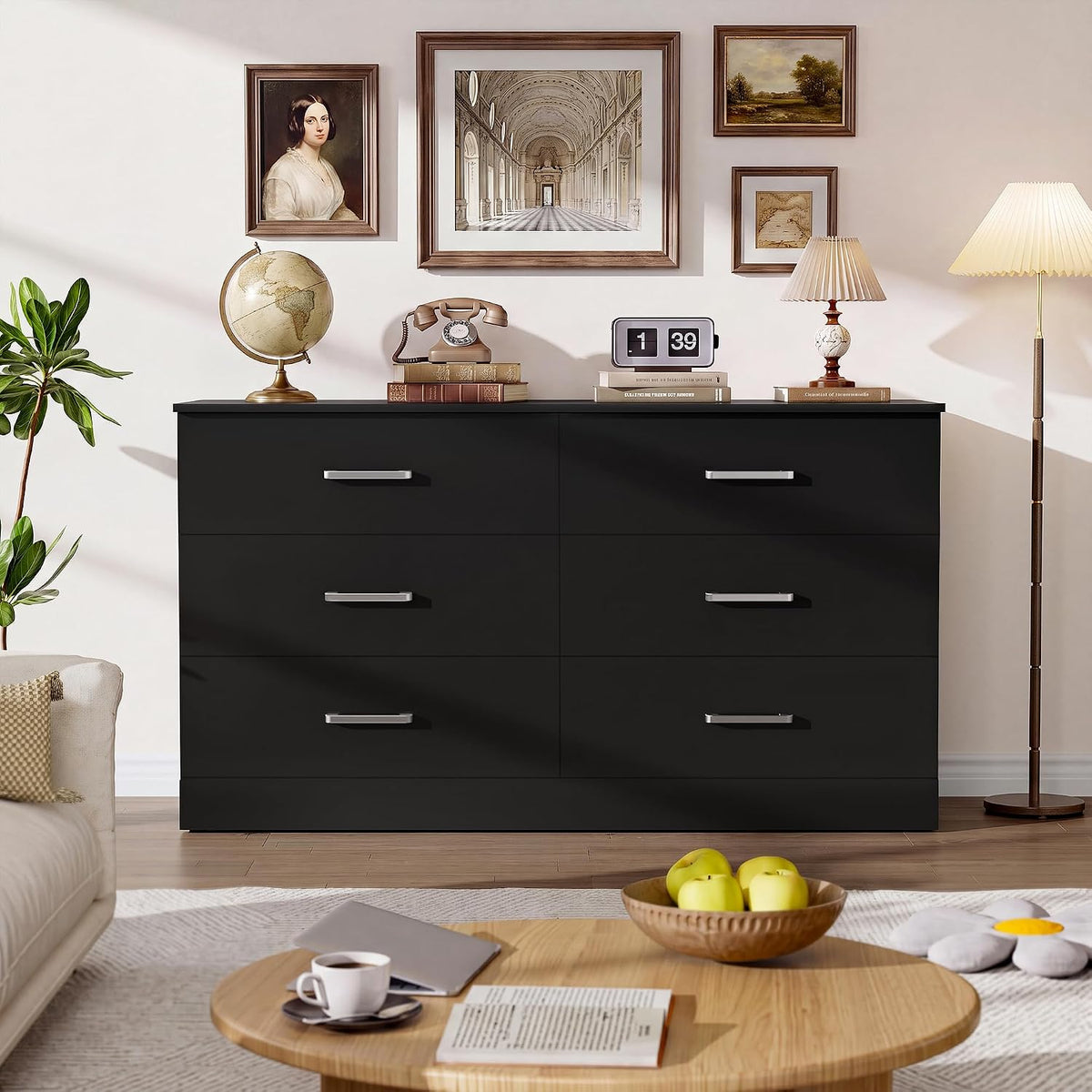 YESHOMY 6 Dressers for Bedroom, Chest of Drawers, Dark Black