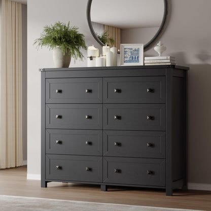 BORNOON 9-Drawer Dresser, Modern Wooden Storage Chest of Drawers, Dresser TV Stand, Wood Drawer Organizer with Metal Handles for Bedroom, Living Room, Hallway