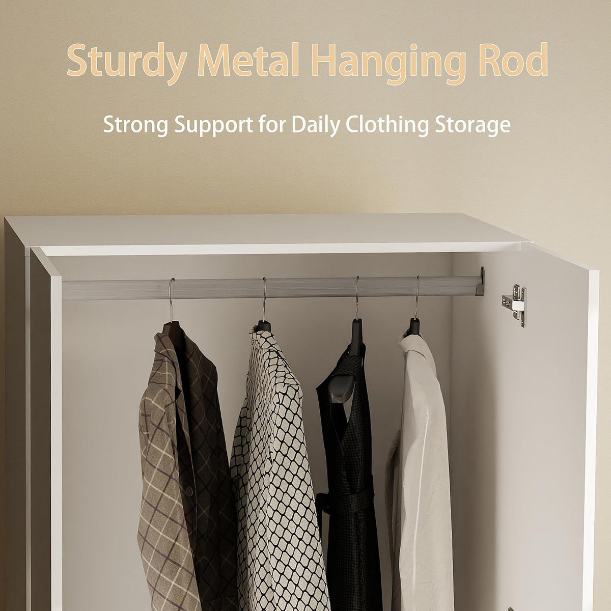 White Armoire Wardrobe Closet with 4 Doors, 75" Tall x 63" Wide