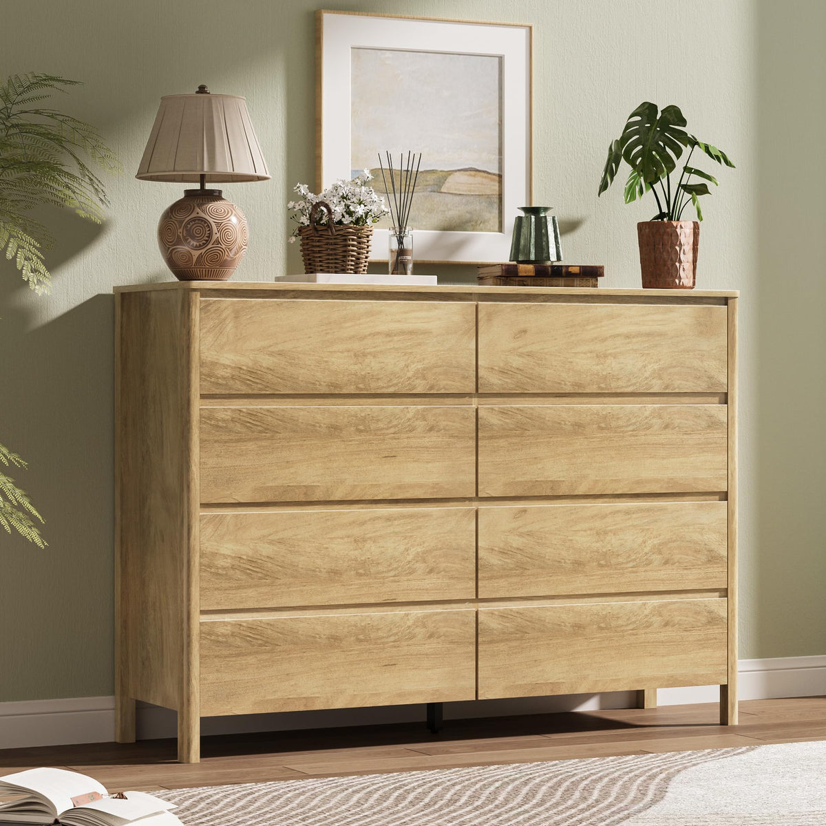 MAISONARIA Walnut 5 Drawer Dresser for Bedroom, 45"Tall Modern Wood Dresser