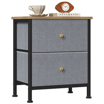 Sweetcrispy Nightstands Set of 2 with 2 Storage Drawer, Small Bedside Table