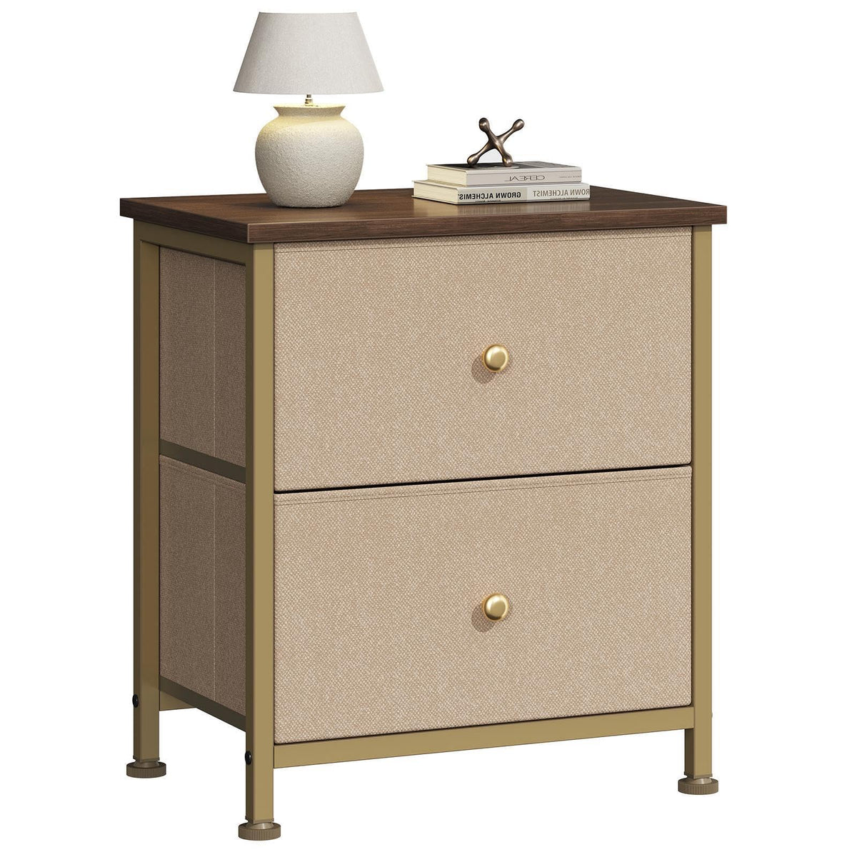 DUMOS Night Stand Small Dresser for Bedroom with 2 Drawers, Bedside Table