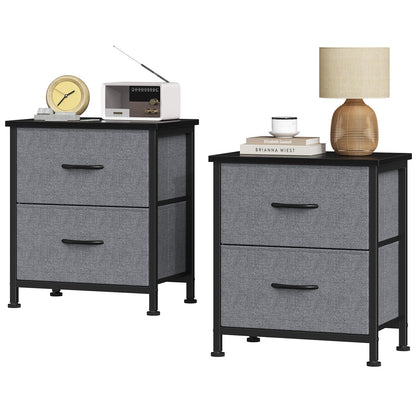 Sweetcrispy Nightstands Set of 2 with 2 Storage Drawer, Small Bedside Table
