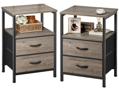 Huuger Night Stand Set of 2, Nightstand with 2 Drawers, Bedside Table