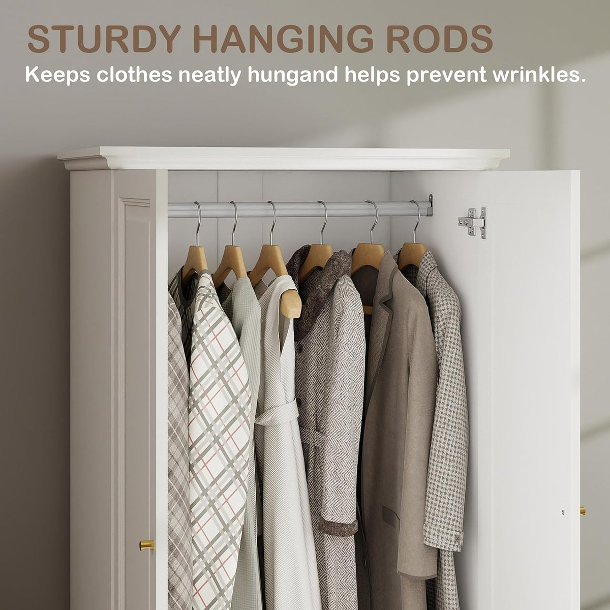 White Armoire Wardrobe Closet with 2 Drawers, 74" Tall x 31.5" Wide