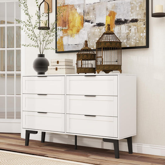 TaoHFE 6 Drawer Dresser for Bedroom Modern White Chest of Drawers