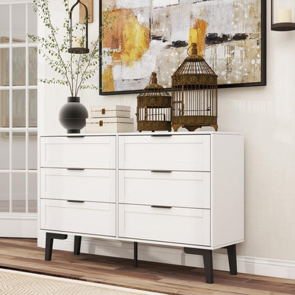 TaoHFE 6 Drawer Dresser for Bedroom Modern White Chest of Drawers