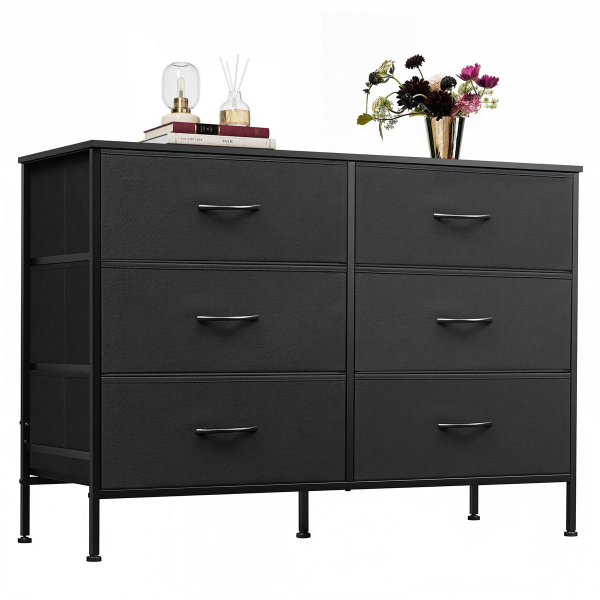 WLIVE Dresser for Bedroom with 6 Fabric Drawers, Rustic Brown