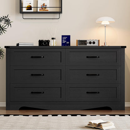 BORNOON 6-Drawer Dresser for Bedroom, Modern Wooden Chest of Drawers with Metal Handles, Anti-Tipping Design, Sturdy and Stable Storage Organizer for Living Room, Entryway, Home Office