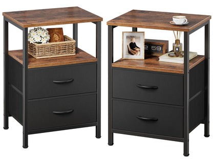 Huuger Night Stand Set of 2, Nightstand with 2 Drawers, Bedside Table