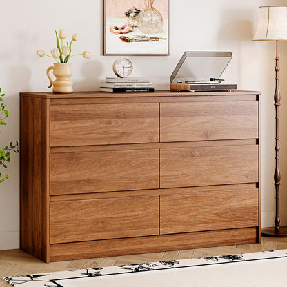 Chrangmay Modern Chest of Drawers with 6 Drawers,Deep Drawers,Clothes Organizer,Large Storage Cabinet for Living Room, Bedroom,Hallway,with Anti-Tipping Device,White