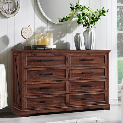ACCOHOHO Farmhouse 8 Drawers Dresser Chests for Bedroom, Antique White