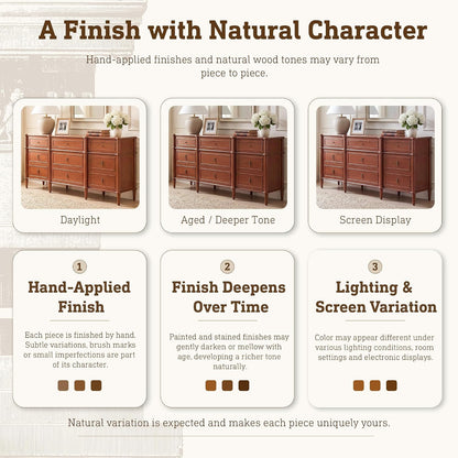 STO'SENSE 63" 9-Drawer Dresser with Power Outlet, Architectural Wood Storage Chest with Framed Drawers, Vintage Metal Pulls and Solid Wood Tapered Legs, Long Bedroom Dresser TV Stand,Brown
