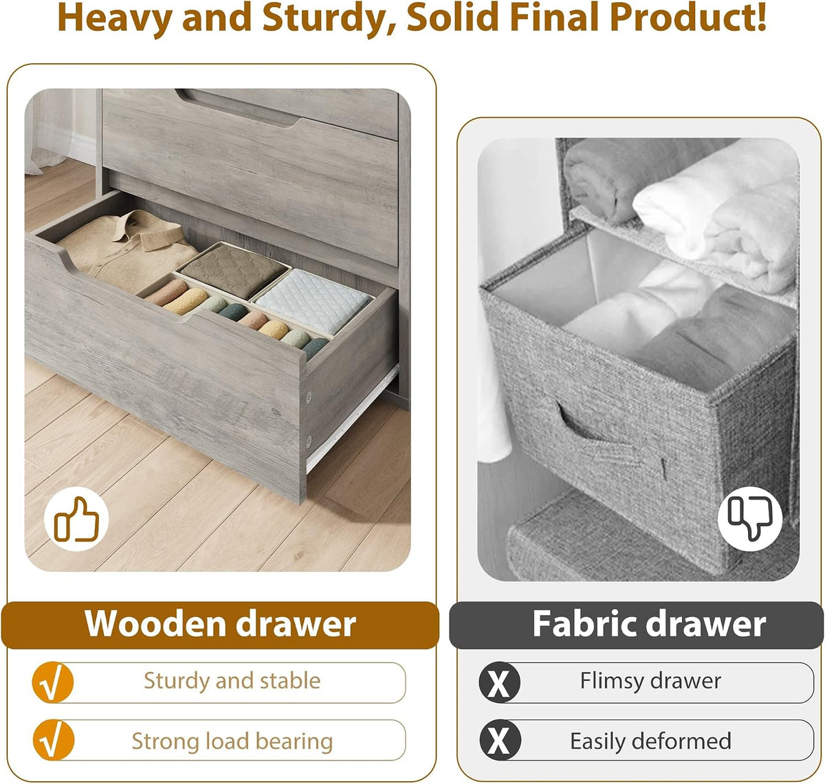 Garvee 5 Dresser for Bedroom, 50.5" Vertical Dresser Drawer with Storage