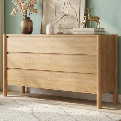 CHUWELL 63" Wide Walnut 9 Drawer Dresser for Bedroom with Solid Wood Legs