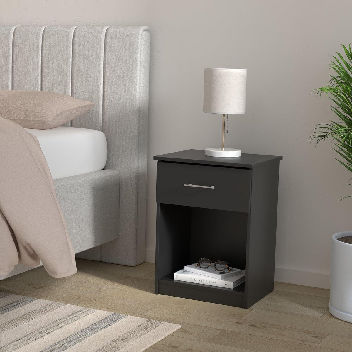 Furinno Tidur Set of 2 Modern Night Stand, Nightstand, Americano