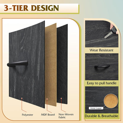WLIVE Black Dresser for Bedroom, 5 Fabric Chest of Drawers