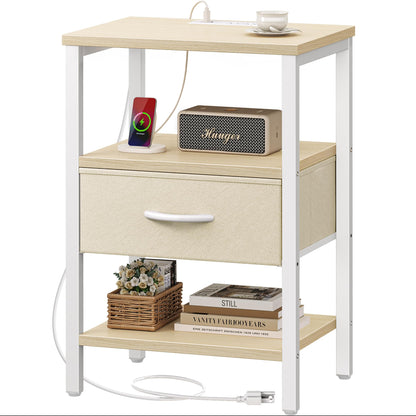 SUPERJARE Nightstand with Charging Station, USB-C Port, Bedside Table