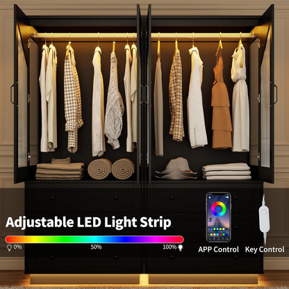 Gyfimoie Tall Armoire Wardrobe Closet with 2 Door and 3 Drawers