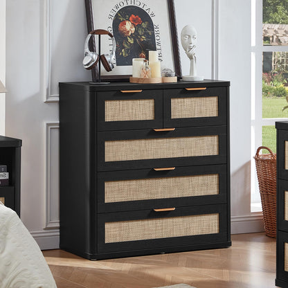 LEYAOYAO Rattan Dresser for Bedroom, 41" Tall Chest of Drawers