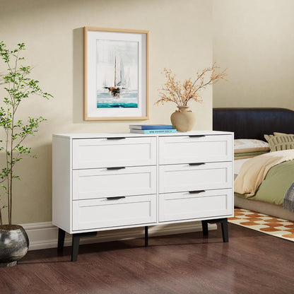 TaoHFE 6 Drawer Dresser for Bedroom Modern White Chest of Drawers