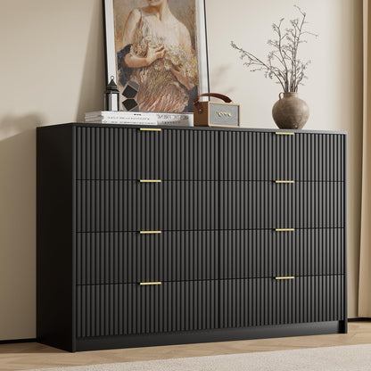 Furniway 55" Wide Green Dresser for Bedroom, Fluted 8 Drawer Dresser