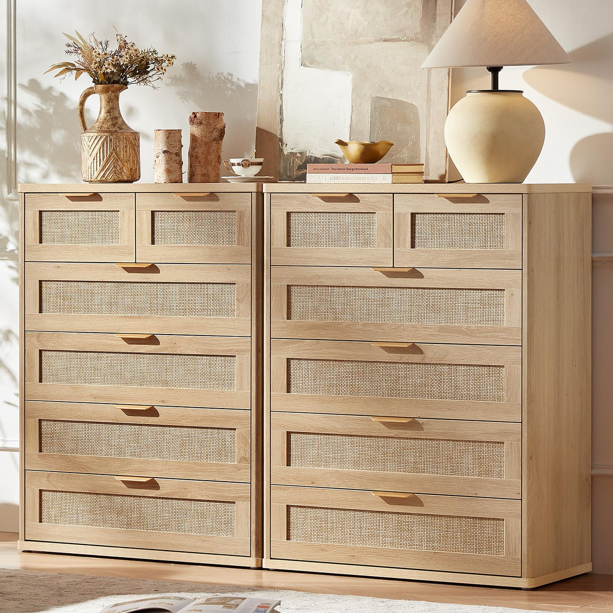 LEYAOYAO Rattan Dresser for Bedroom, 41" Tall Chest of Drawers