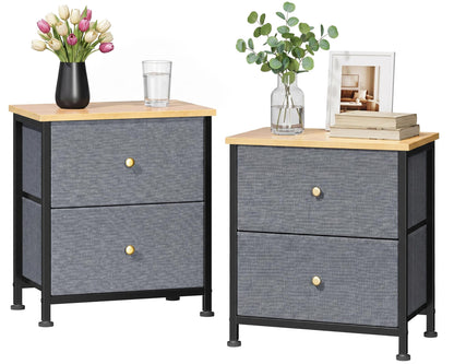 Sweetcrispy Nightstands Set of 2 with 2 Storage Drawer, Small Bedside Table