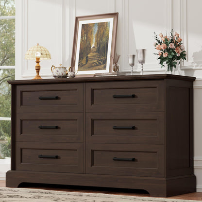 YESHOMY Dresser for Bedroom, Farmhouse 6 Drawers Dressers, White and Black