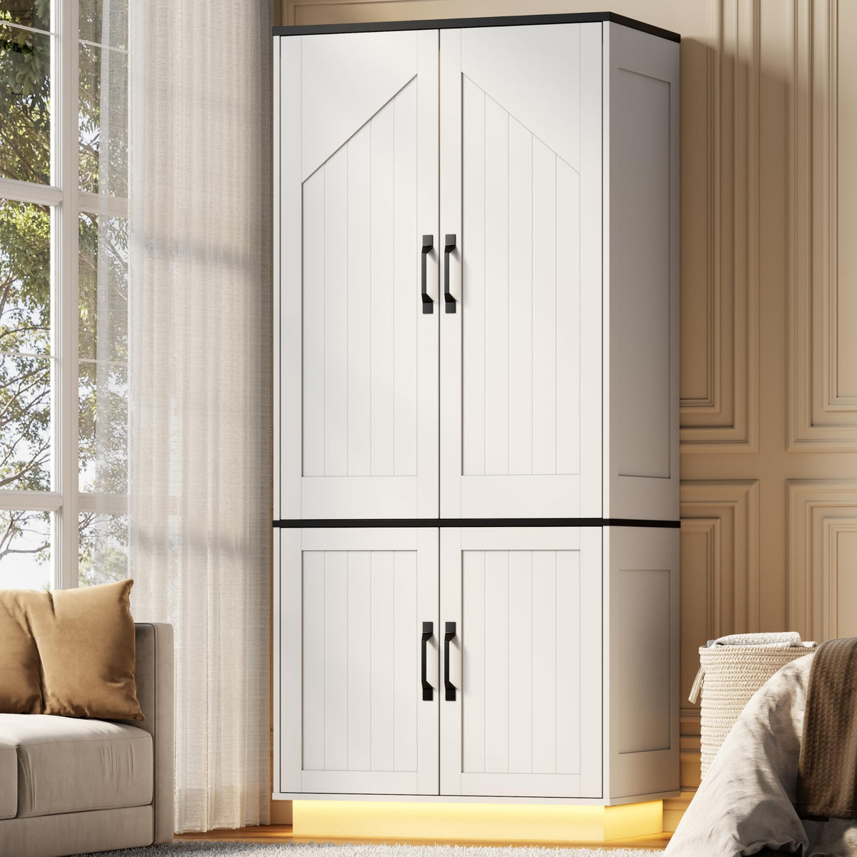 Gyfimoie Tall Armoire Wardrobe Closet with 2 Door and 3 Drawers