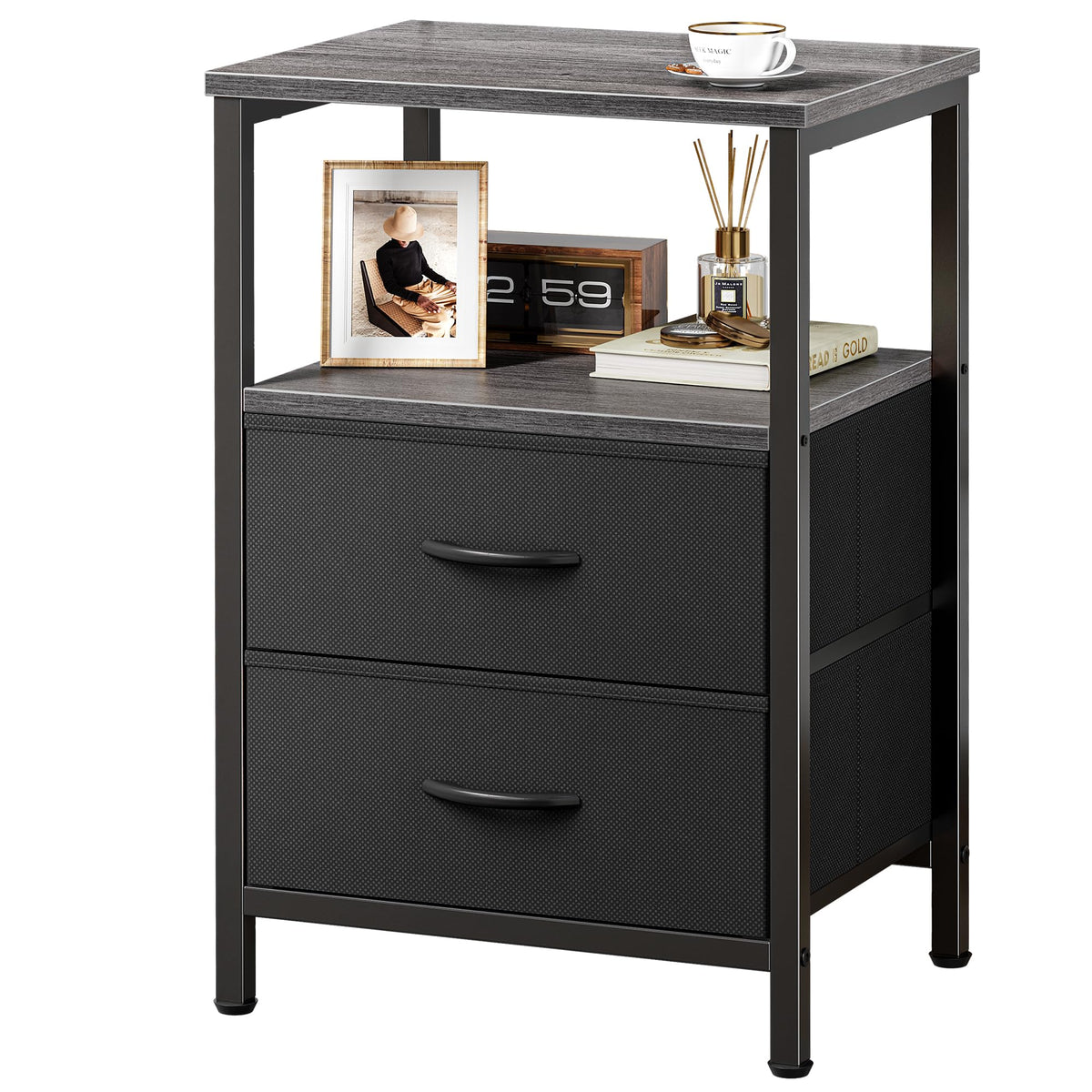 Huuger Night Stand Set of 2, Nightstand with 2 Drawers, Bedside Table