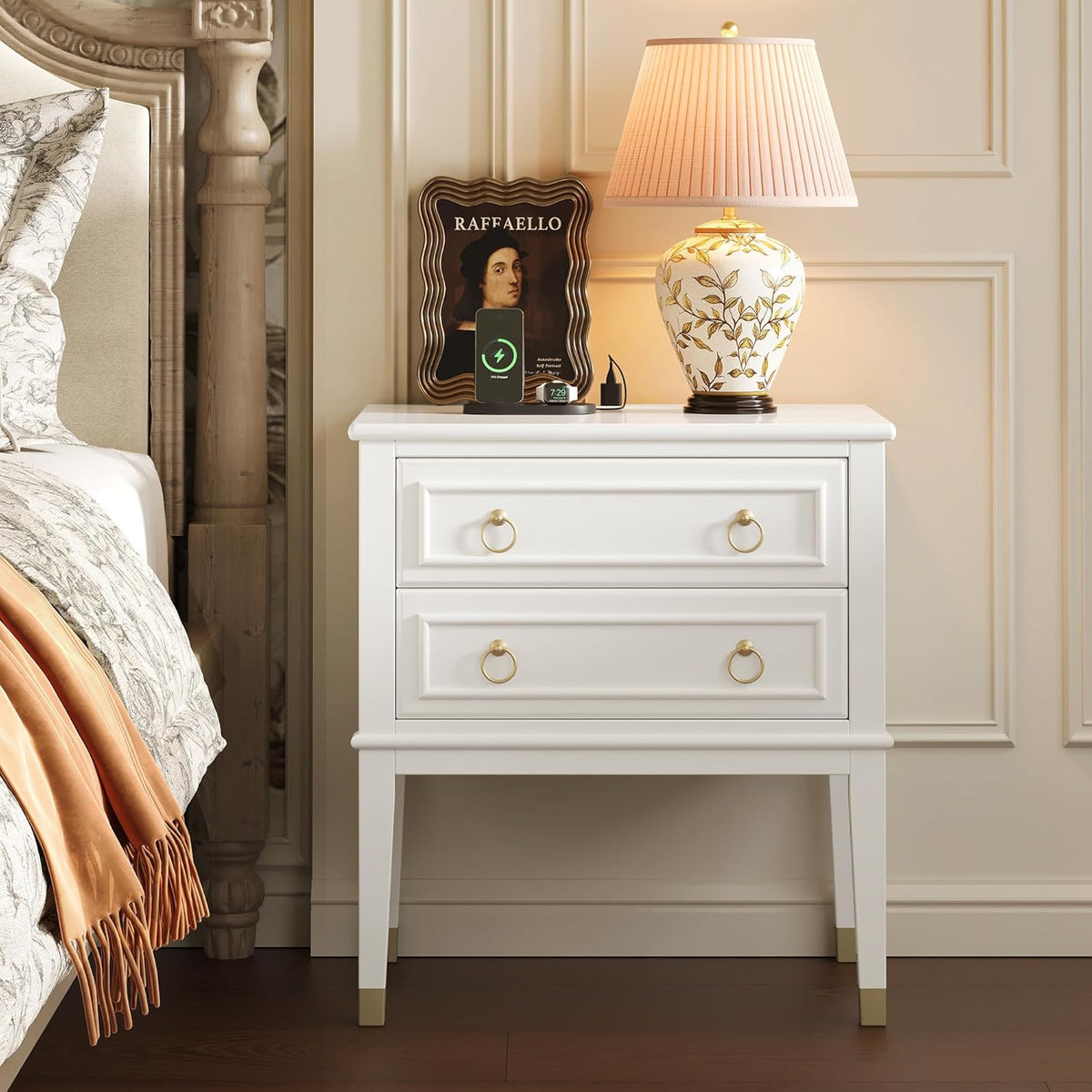 Huuger 27.6 Inch Tall Nightstand with Charging Station, USB-C Port