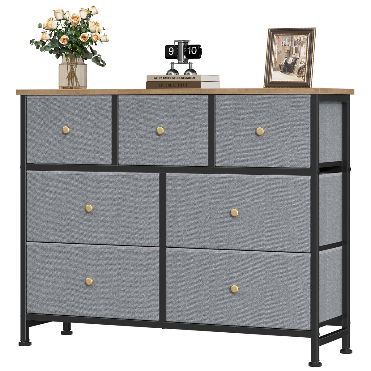 OLIXIS 7 Drawer Fabric Dresser, Storage Tower for Bedroom and Closet
