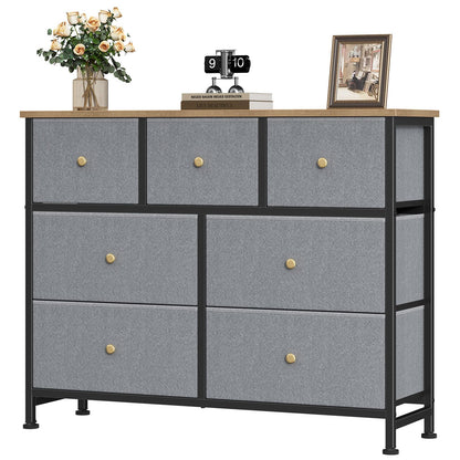 OLIXIS Black Dresser for Bedroom with 7 Fabric Drawers Storage Organizer