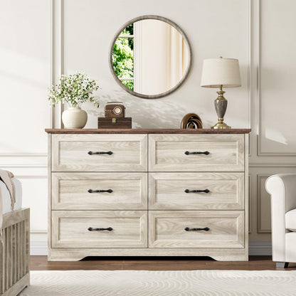 Garvee Farmhouse Wood 43.9" Tall 5 Drawer Dresser for Bedroom, Black