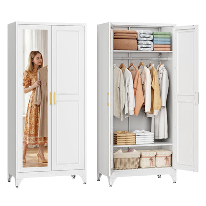 SteeLoong Metal Wardrobe Cabinet,Armoire Wardrobe Closet with Hanging Rod