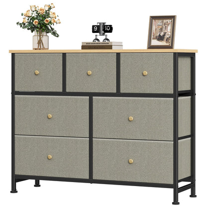 OLIXIS Black Dresser for Bedroom with 7 Fabric Drawers Storage Organizer