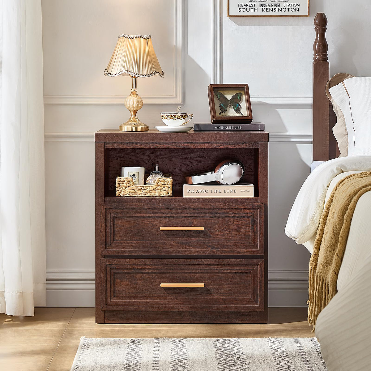 RWYHG 55.1" Wide Farmhouse 6 Drawers Dresser for Bedroom, Light Walnut
