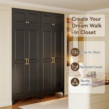 71" Black Metal Armoire Wardrobe Closet with Panel Doors