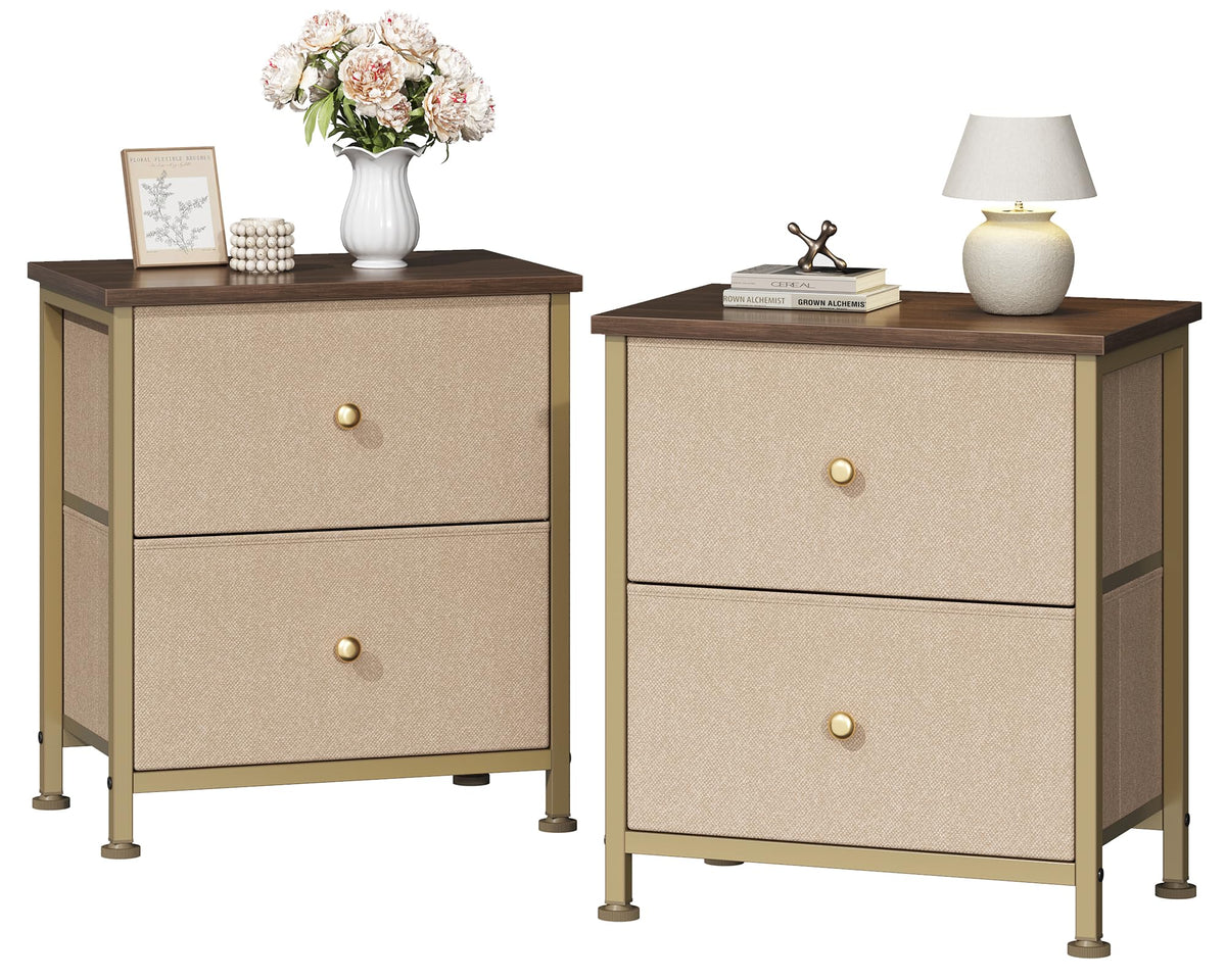 DUMOS Night Stand Small Dresser for Bedroom with 2 Drawers, Bedside Table