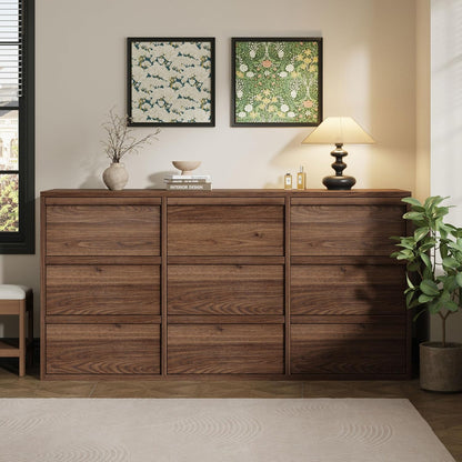 Garvee 9 Drawer Dresser for Bedroom, 59" Wide Modern Dressers & Chest of Drawers with Large Storage, Wooden Dresser Organizer Closet for Living Room, Entryway, Nursery, Walnut