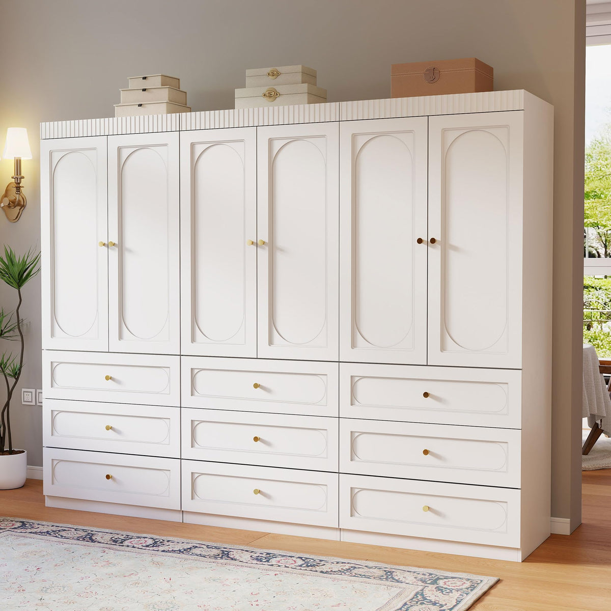 White Wooden Wardrobe Closet with 2 Doors, 75" Tall x 32" Wide