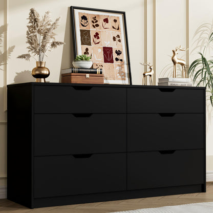 YESHOMY Dresser for Bedroom, 47.2" Modern Wood Chest with 6 Drawers, White