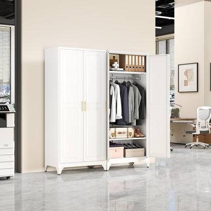 SteeLoong Metal Wardrobe Cabinet,Armoire Wardrobe Closet with Hanging Rod