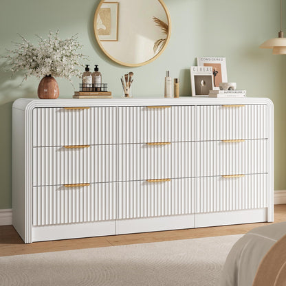 Decofy Fluted 9 Drawers Dresser, 63'' Wide Chest of Drawers for Bedroom
