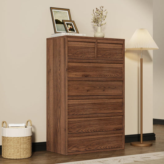 Garvee 7 Dresser for Bedroom 46.8" Tall Dresser with Storage Wooden, Walnut