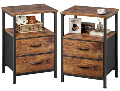 Huuger Night Stand Set of 2, Nightstand with 2 Drawers, Bedside Table