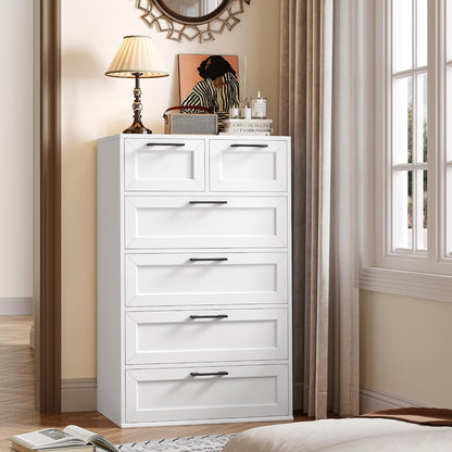 BOTLOG Tall White Dresser with 6 Drawers
