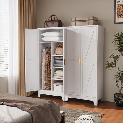 COFaR Peacock Blue Armoire Wardrobe, 71" Metal Closet with Reversible Hanging & Shelving Sections, Freestanding Storage Cabinet with Top Compartment & Adjustable Shelves